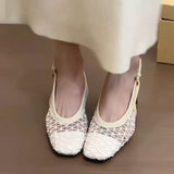 Breakj Head Net Hollow Pure Color High Heels 2025 New Coarse Heel Shoes French Retro Mary Treasure Shoes