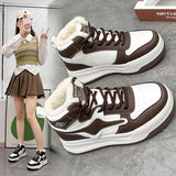 Breakj Top Cotton Shoes Women 2024 New Winter Students Ins Fashion Versatile Casual Plus Plush Platform Fashion Board Shoes WW