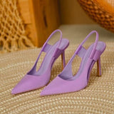 New Brand Women Lady Elegant Pumps 8.5cm High Heel Slingback Sandals Pointed Toe Slip On Thin High Heel Dress