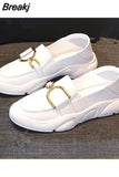 Women Sneakers Slip On Flats PU Sports Leisure Shoes Woman White Loafers zapatos mujer Platform