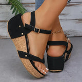Clip Toe Wedge Sandals Women Summer Ankle Buckle Platform Sandles Woman Comfy Thick Bottom Gladiator Sandals Size