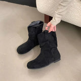 Breakj Autumn And Winter New Retro Pile Boots Brown Lazy Sleeve Boots Women Fashion Sleeve