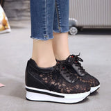 Summer Lace-up Breathable Women Sandals Wedges Chunky Heels Height Increasing Paltform Female Ladies Shoes Zapatos De