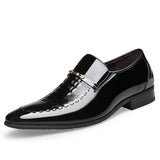 7701 Crocodile Men's Patent Leather Business Leather Shoes Set Pointed Toe Slim Leather Shoes Men's