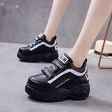 Bottom Chunky Sneakers Women White Black Patchwork High Platform Shoes Woman Casual Autumn Winter Wedges Footwear