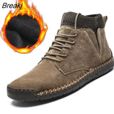 Winter Boots Men Genuine Leather Shoes Men Suede Leather Boots Warm Men Boots Male Fashion Brand Ankle Boots
