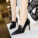 Breakj Retro High Heels Women's Shoes Thin Heel High Heel Pointed Deep Mouth Shoes Trim Feet Show Slim Deep Mouth Women's Singles