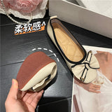 Breakj Fragrant Wind Bow Light Mouth Single Shoes Women 2025 Spring And Summer New Flat Sole Pedal Bean Shoes Large Size Women's