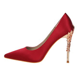 Breakj Korean Version Of Fashion Sexy Metal With Women's Shoes Thin Heel High Heel Shallow Pointed Silk Show