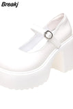 Fashion White Platform Pumps for Women Super High Heels Buckle Strap Shoes Woman Goth Thick Heeled Party Shoes