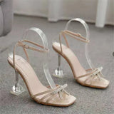Breakj Summer New High-Heeled Sandals Drill Butterfly And Sexy Square Head Women's Shoes