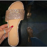 Breakj Large-Size 43 Water Drill Cool Slippers Women's Word Drag Women's Sandals Summer New Slippers