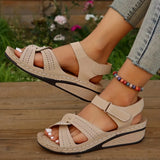 Breakj Sports Sandals Women Large Size Round Head Breathable Light Lifting Velcro Hollow Sandals Women