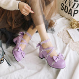 EDEELVEEYS High-heeled Cute Bow Tie Sweet Lolita Girls Love Solid Round Princess Shoes More Softer Pumps Ladies Platform