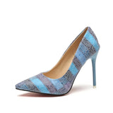 Plus size 34-42 Color Matching Women Shoes Printed Sexy Stilettos High Heels Shallow Pointed Toe Women High Heels Pumps