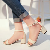 2020 Summer New High Heels Women's Shoes With Open Toe Suede Sexy Word Buckle Women Sandals Ankle Strap Rome Shoes