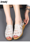 Gladiator Rome Casual Sandals Women Shoes Sandalia Feminina Genuine Leather Wedge Heel Comfort Sandals