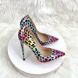 Leopard Print Women Pointed Toe Stiletto Pumps Sexy Celebrity Night Club Party High Heel Shoes Woman Large Size