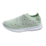 Shiny Crystal Knitted Sneakers for Women Plus Size Light Slip on Flats Shoes Woman Casual Soft Bottom Sock Shoes