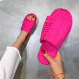 Breakj Thick Bottom To Keep Warm Hair Slippers Women's Autumn And Winter New Mowing Towel Cotton