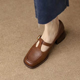 Small Leather Shoes Women's Design Sense Small Heel Thick Heel Women's Shoes 2024 Autumn French Retro Brown Light Mouth Single