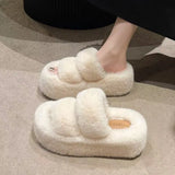 Breakj Tide Slew Soft 7Cm External Wear Hairy Slippers Women Flat-Bottom One-Word Drag Autumn New
