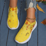 Breakj Women's Shoes Spring Breathable Sports Casual Shoes Water Drill Rainbow Shiny Flying Shoes Thick-Soled Running Women's