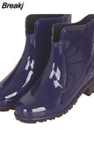 New Rubber Boots for Women PVC Ankle Rain Boots Waterproof Trendy Jelly Women Boot Elastic Band Rainy Shoes