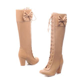 Breakj High Boots Plus Size Front Strap Thick Heel Women's Boots