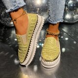 Breakj Version Of Students Casual Board Shoe Pine Cake One Foot Pedal Four Seasons Water Diamond Pine Cake Thick-Soled Lefu Breathable Flat Sole Single Shoes