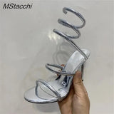 Strap High Heel Sandals Women Summer 2024 Ankle Strap Banquet Party Shoes Narrow Band High Heels Ladies Gladiator
