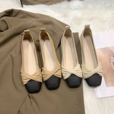 Wind Grandma Ladle Shoes Female 2024 Spring And Autumn New Soft Leather Soft Sole Super Soft Bean Shoes Lazy Shallow Mouth Flat Single