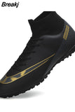 Men Soccer Shoes Turf Black Kids Cleats Training Football Boots High Ankle Sport Sneakers Size