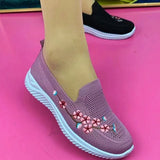 Women Sneakers Mesh Breathable Floral Comfortable Mother Shoes Soft Lightweight Solid Color Fashion Female Footwear