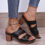 Large Size 36-43 New Fashion Women Sandals Square Heels Peep Toe Narrow Band Summer Casual Buckle Strap Sadalias