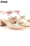 Style Sexy Snake Straps Women Sandals Summer 2023 Luxury Brand Thin Heeled Sandals Rhinestone Fashion Elegant Female