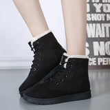 Add Thick Cotton Women Snow Boots Flat Lace Up Winter Platform Ladies Warm Shoes Flock Fur Women's Suede Ankle Boots