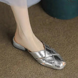 High Heels Mules Shoes Women Weave Slippers 2024 Fad Dress Sandals Fashion New Party Flip Flops Shoes Mujer Zapatos
