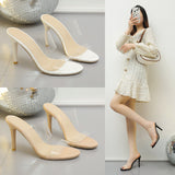 Word With Transparent High-Heeled Sandals Woman 2025 New Large-Size Summer Nude Fine And Fairy Cool