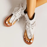 2023 Summer Fashionable Outdoor Sandals Boot For Women Faux Suede Tassel Decor Fashion Ankle Boot Walking Comfy