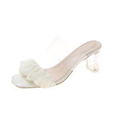 Breakj New Korean Version Of The Fairy Wind Transparent And Thick With A Word Of Head Folded Cold Slippers Xia Gao And Slippers