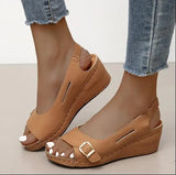 Mujer 2021 Female Wedge Heels Shoes Women Summer Comfortable Sandals Slip-on Flat Sandals Platform Sandalias