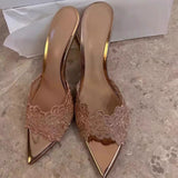 Breakj Pointy Banquet High Heels Women 2025 New Embroidery Fine Heel Single Shoes Champagne Embroidery High Heel Cold