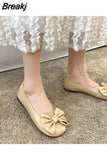 Summer 2023 Women Flats Korean Style Square Toe Office Lady Shoes Simply Casual Bow-knot Comfy Walking Shallow
