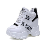 White Trendy Shoes Women High Top Sneakers Women Platform Ankle Boots Basket Femme Chaussures Femmes Height Increase