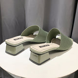 Women's Shoes Slippers Outdoor Summer New Fashion Knitted Stretch Open Toe Thick Sandals