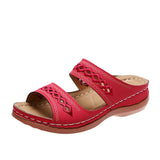 Breakj Women's Shoes Large-Size New Slippers Retro Car Line Anti-Slip Round Slope And A Word Cold Slippers