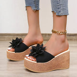 Heels Summer Beach Platform Women Wedge Slippers Appliques Butterfly-knot Female Sandals Clog Shoes Slides