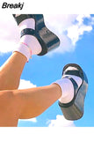 2023 Summer Woman Sandals Plus Size 43 High Platform Gothic Cosplay Wedges Comfy Woman Mules Shoes Outstoor