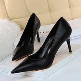 Breakj Korean Version Of Fashion Simple And Versatile Women's Shoes Fine Heel High Heel Shallow Mouth Pointed Professional OL Show Thin Women's Single